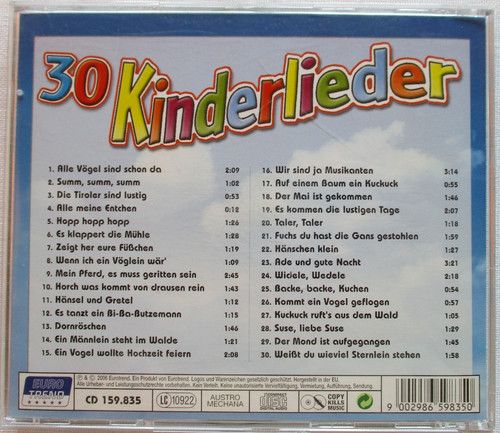 Kinderlieder - cd, 30